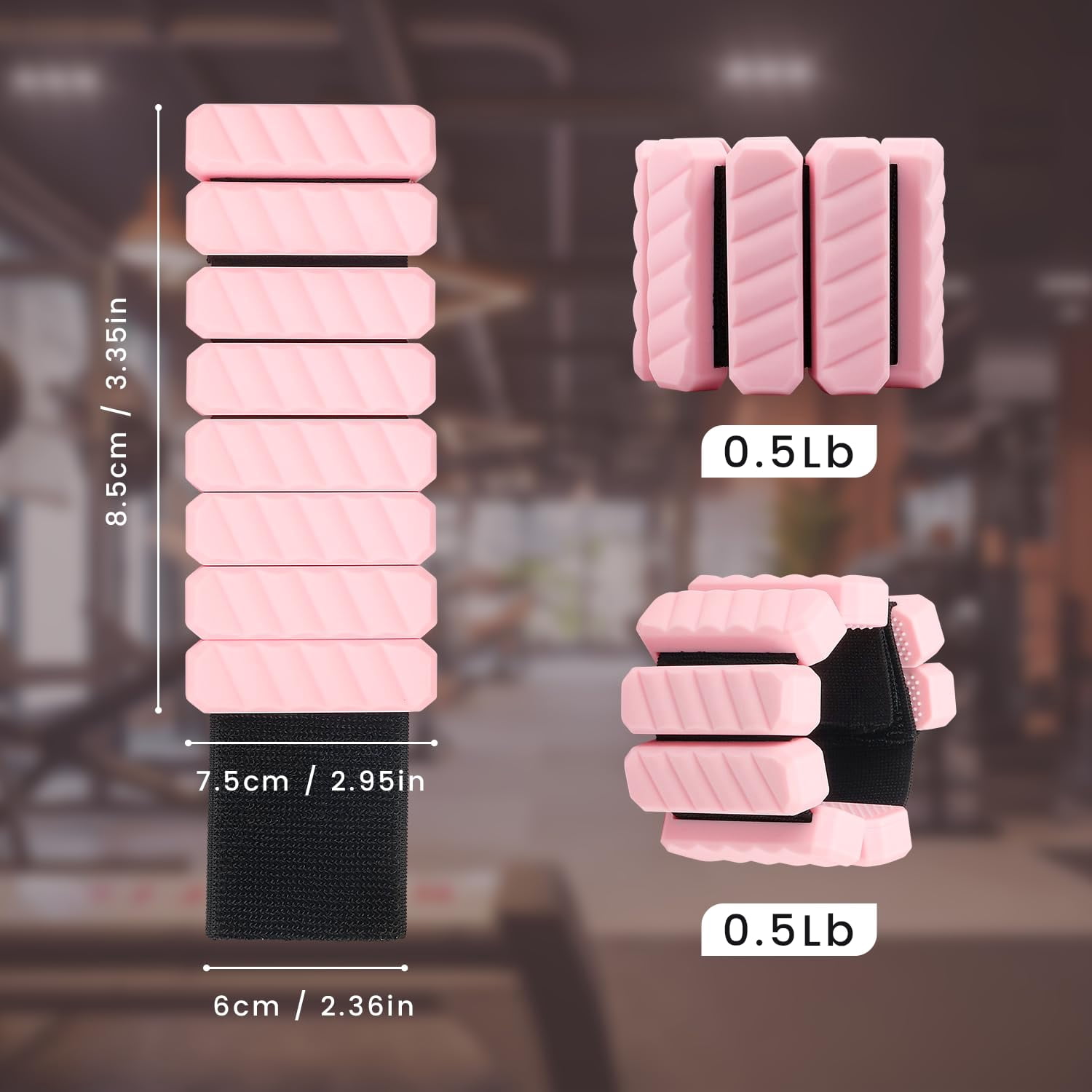 Wrist & Ankle Weights  1 lb Total (2×0.5 lb), Silicone-Wrapped Adjustable Wearable Weights for Toning, Walking, Pilates & Yoga - Pink