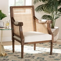 bali & pari Desmond Rattan and Bayur Wood French Provincial Accent Chair, Walnut Brown