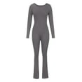 thumbnail image 5 of VBVC No Boundaries Women's 2 Piece Crew Neck Jumpsuits,Ladies Butt Lift One Piece Pants,Slimming Bodysuits Pants For Women with Deep-V Back,Gray,XXL, 5 of 9