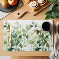 thumbnail image 2 of Watercolor Botanical Green Placemats Set of 6 Eucalyptus Leaves Place Mats Indoor Wipeable Table Mats Washable Cloth Dining Table Placemats for Kitchen Holiday Party Home Decor 13x19 Inch, 2 of 9