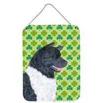 Akita St. Patricks Day Shamrock Portrait Wall or Door Hanging Prints
