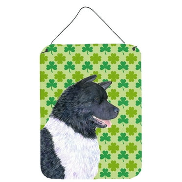Akita St. Patricks Day Shamrock Portrait Wall or Door Hanging Prints