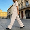 thumbnail image 4 of Women 2 Piece Outfits 2026 Casual Loose Fit Solid Color Sweatshirts And Wide Leg Pants Tracksuit Sets, 4 of 8