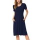 thumbnail image 5 of Vestido de manga corta casual de verano para mujer Vestido de cintura imperio con bolsillos Adepaton WRMH-940-8, 5 of 5