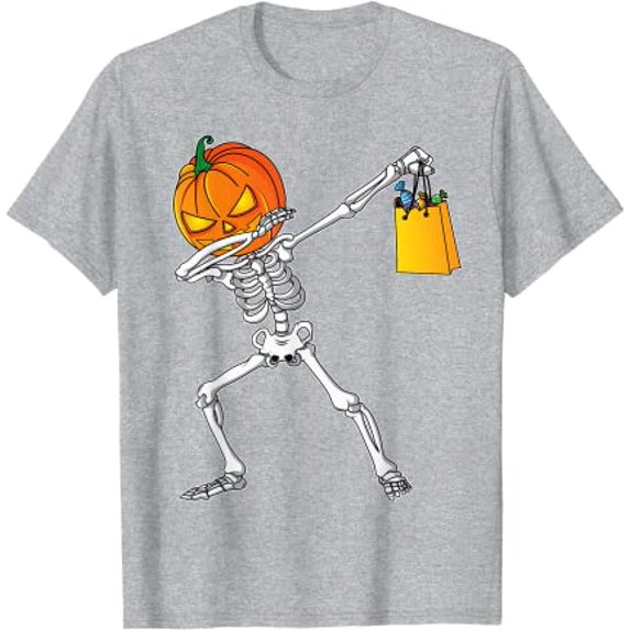 Tstars Boys Unisex Halloween Party Shirt Kids Birthday Halloween Dab Jack O' Lantern Dabbing Pumpkin Skeleton Birthday Party Gift Day of the Dead Spooky Trick or Treat Funny Gifts Youth Kids T Shirt