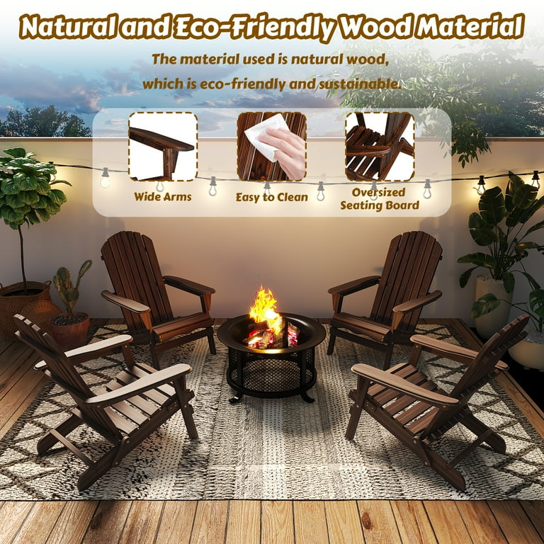 Ktaxon 2 Pack Patio Wood Adirondack Chair, Outdoor Lounge Deck