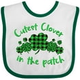 thumbnail image 3 of Inktastic St. Patrick's Day Cutest Clover in the Patch in Plaid Boys or Girls Baby Bib, 3 of 4
