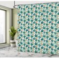 thumbnail image 4 of Ambesonne Tropical Shower Curtain, Palm Monsteras Strelitzias, 69"Wx75"L, Dark Teal and Pale Vermilion, 4 of 4