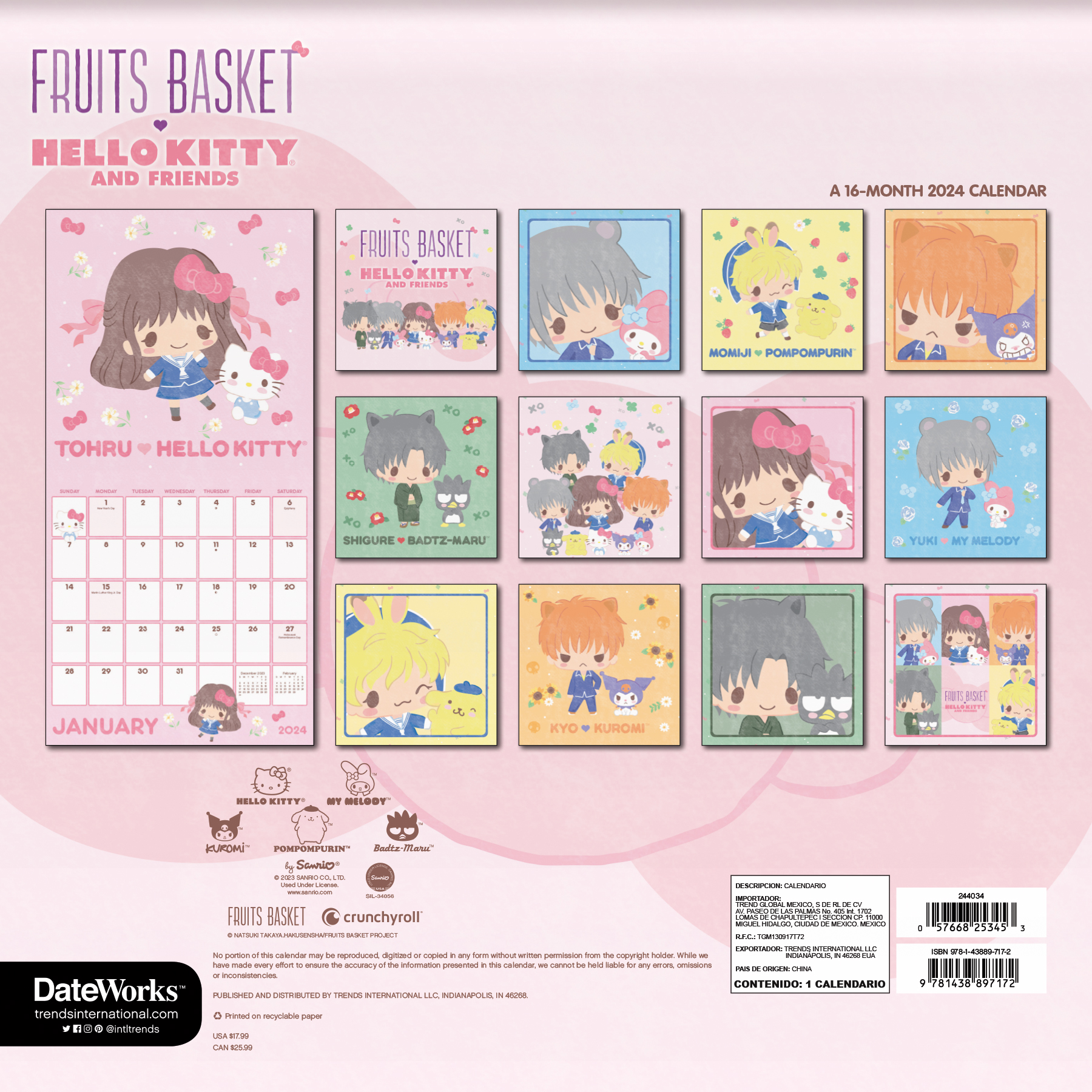 Trends International 2024 Fruits Basket x Hello Kitty & Friends Wall Calendar & Magnetic Frame - Walmart.com Trends International 2024 Fruits Basket x Hello Kitty & Friends Wall Calendar & Magnetic Frame - Walmart.com