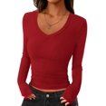 thumbnail image 1 of Remera PRETTYGARDEN Otoño 2025 Mujer Cuello en V Crop Top XL Rojo, 1 of 8
