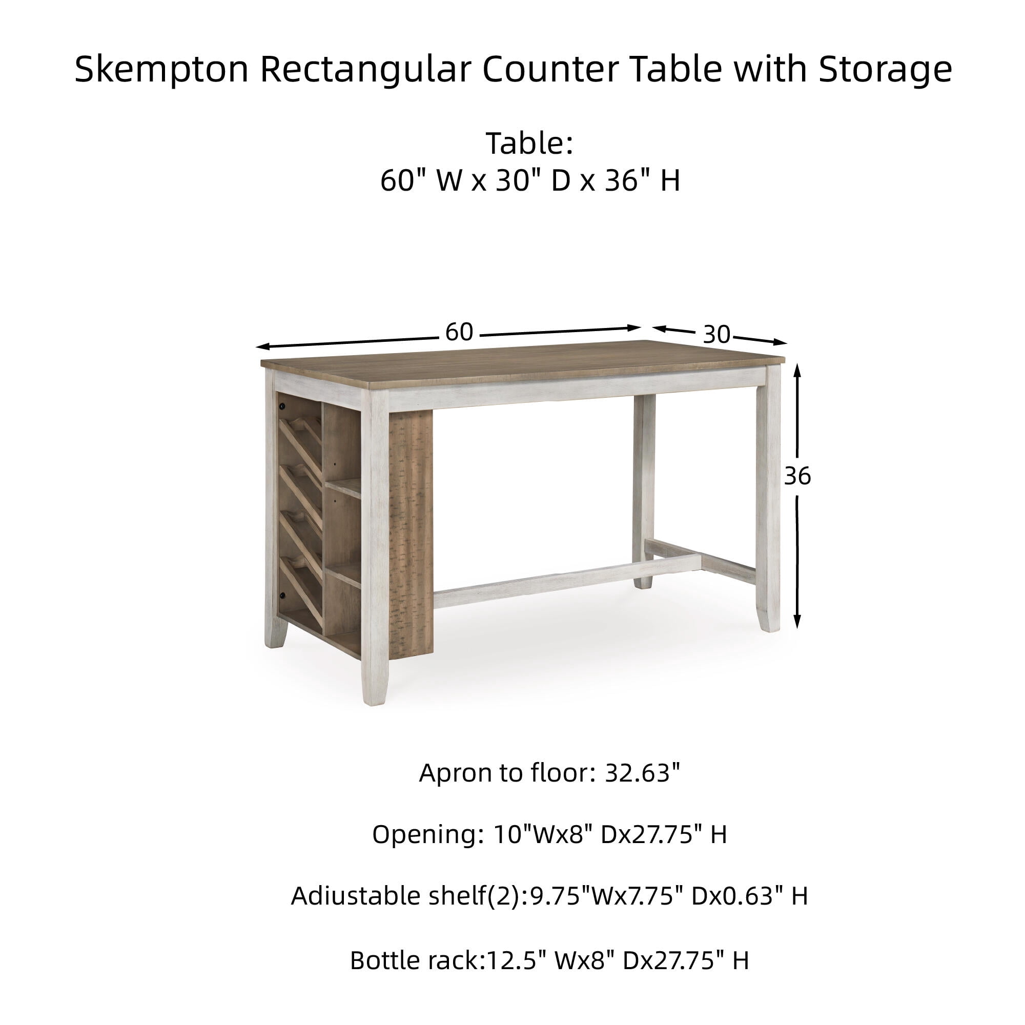Signature Design by Ashley Casual Skempton Counter Height Dining Table  White/Light Brown