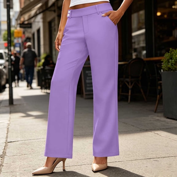 Mifsaly Dress Pants Women Straight Leg High Waisted Work Trousers Office Wear Casual Chinos Stretchy Business Casual Slacks with Pockets XXL