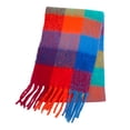 thumbnail image 1 of Bufanda de mujer otoño e invierno de color barba gruesa bufanda de cuatro rejillas bufanda de cuadros de doble cara engrosada chal, 1 of 6