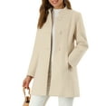 thumbnail image 5 of Unique Bargains Women's Winter Overcoat Stand Collar Single Breasted Long Coat S Beige, 5 of 6