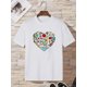 thumbnail image 2 of Letter And Cartoon Graphic Tee Graphic Tees Women TopsFather's Day, Mother's Day, New Year, Spring FCamisetas para mujer, lindas camisetas con estampado gráfico, de manga corta, estilo casual, para ve, 2 of 6