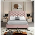 thumbnail image 4 of Pemberly Row Solid Wood Tufted Velvet Wing Back King Bed in Pink, 4 of 7