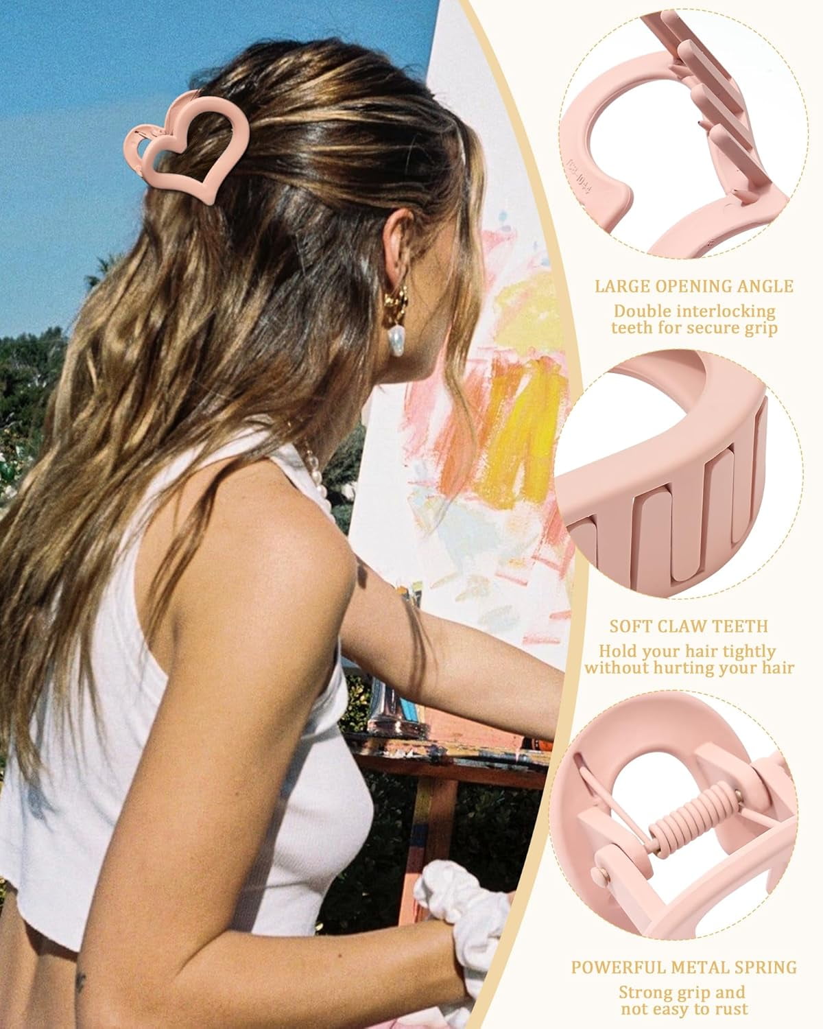 Matte Butterfly Hair Claw Clips for Women Girls - 6 PCS Non-Slip and Strong Hold Hair Clips for Thin/Medium/Thick Hair
