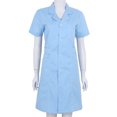 thumbnail image 4 of Miaeowve Women's Short Sleeve Button Down Lab Coat Chemist's Nurse Doctor Scientists Uniform Dress Sky Blue Small, 4 of 7