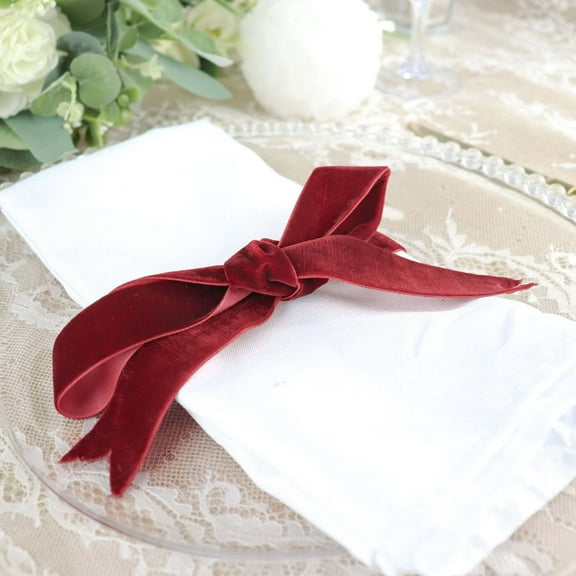 Efavormart 10 Yards | Burgundy 1" Velvet Single Faced Ribbon Spool, DIY Craft Supplies, Velvet & Nylon Ribbon Roll