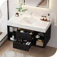 thumbnail image 6 of DEXTRUS 39.4'' Wall Mounted Single Bathroom Vanity with Marble Vanity Top with 2 Drawers, 2 Shelves, Soft-Close Design Bathroom Vanity Cabinet, 6 of 8