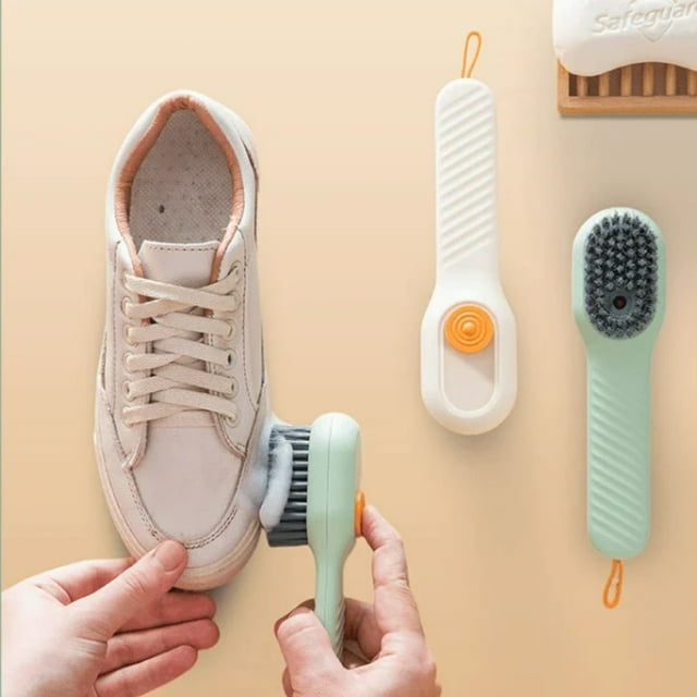 Fiudx Cepillo de Limpieza de Cerdas Suaves, Dispensador Automático de Líquido Tipo Prensa, Cerdas Duraderas y Delicadas, Múltiples Usos para Ropa, Zapatos, Alfombras y Limpieza Del Hogar, Diseño para