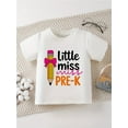 thumbnail image 2 of Little Miss Pre-K 100% Cotton T-Shirt for Girls with Pencil and Bow Graphic Design, 2 of 7