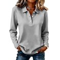 thumbnail image 5 of Polo Shirts For Women Lapel Collar 3 Buttons Long Sleeve Tops Loose Fit Button Down Breathable Golf Shirts Casual Athletic Dry Fit T-Shirt, 5 of 5