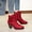 Red, variant on Women's Frosted Middle Heel Belt Buckle Short Boots Fashionable Casual Thick Heel Booties Red 38