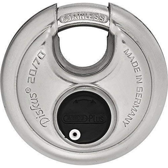 ABUS 20/70 Diskus Stainless Steel Padlock with 3/8" Shackle, Keyed Different, Made in Germany