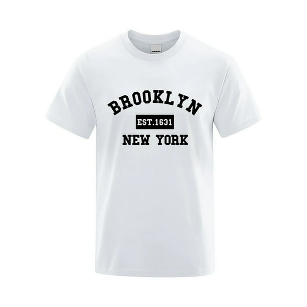 2025 Camiseta de hombre con estampado de letras de Nueva York - Corte holgado, tejido transpirable, informal de verano - XS-XXXL