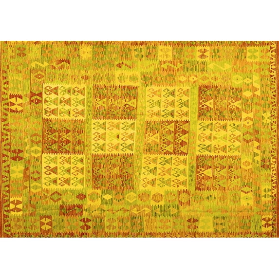 Ahgly Company Indoor Rectangle Southwestern Yellow Country Area Rugs, 8' x 12'