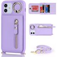 thumbnail image 2 of iPhone 12/12pro Leather Case, Wallet with Card Holder for Women, Shockproof Case for iPhone12/12pro - A+Purple, 2 of 16