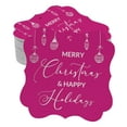 thumbnail image 1 of Inkdotpot Hang Tags Merry Christmas & Happy Text Favor Bracket Shape Gift Tags Real Silver Foil Bonbonniere Tag Pack Of 100, 1 of 7