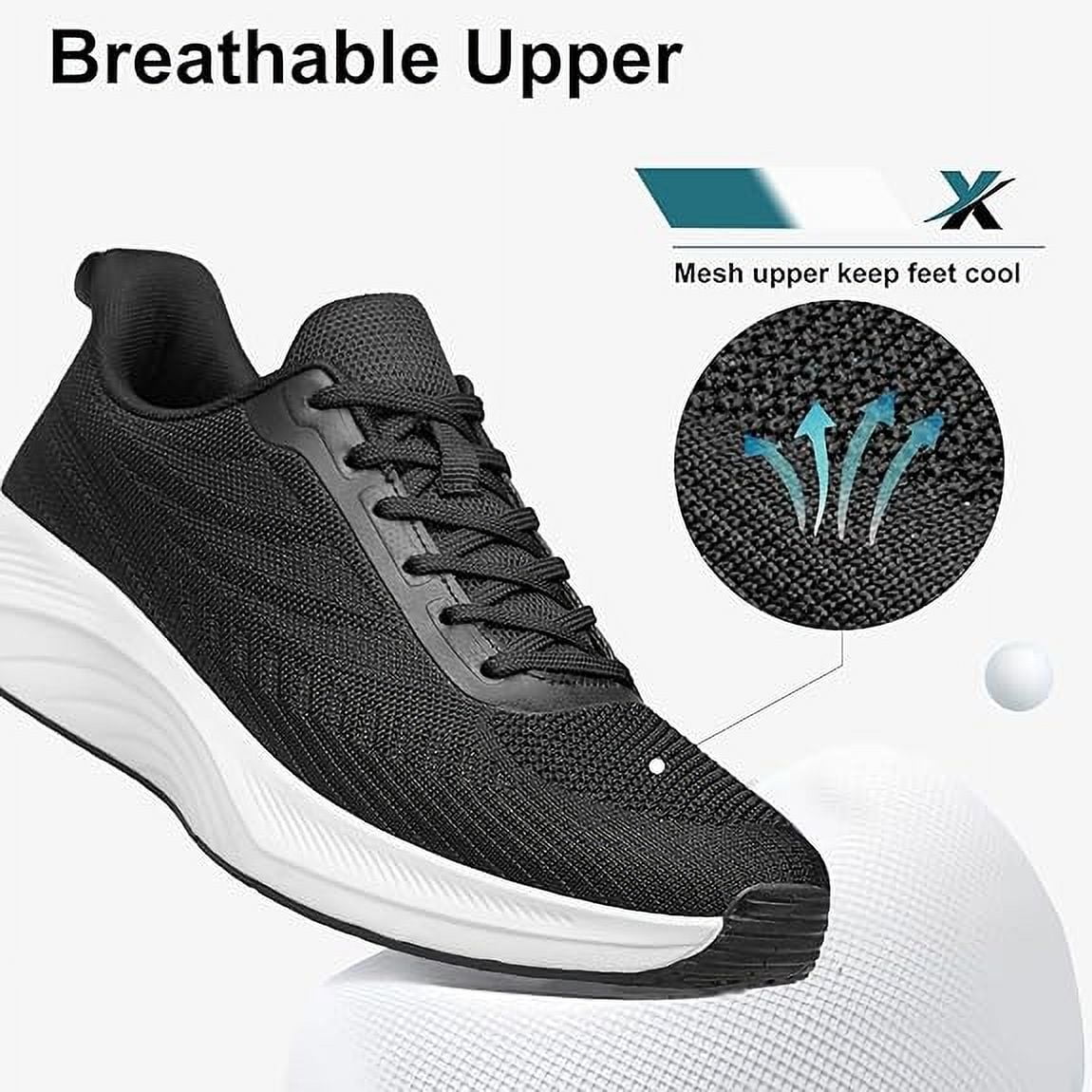 vibdiv Men's Walking Shoes Slip on Comfortable Lightweight Running Shoes Athletic Gym Workout Cross Training Sneakers Black White Size 9