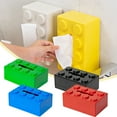 thumbnail image 2 of Building Blocks Tissue Box Creative Punch-free Wall-mounted Spring Paper Towel Holder Bathroom Waterproof Storage Napkin Case (Black), 2 of 7