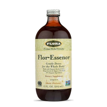 Flora Health Flor-Essence Liquid Tea Blend - Ancient 8-Herb Formula - Natural Full Body Cleanse & Detox - Organic Ingredients - Pure Vegan Formula - Burdock Root, Sorrel, Slippery Elm, Kelp - 500mL