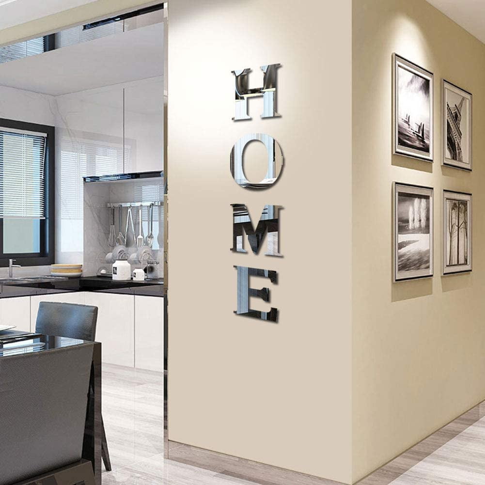 Home Sign Letters Decorative, Family Mirror Wall Decor for Living Room Bedroom Kitchen the Home Art Set of 4 Large 46x10 Inch