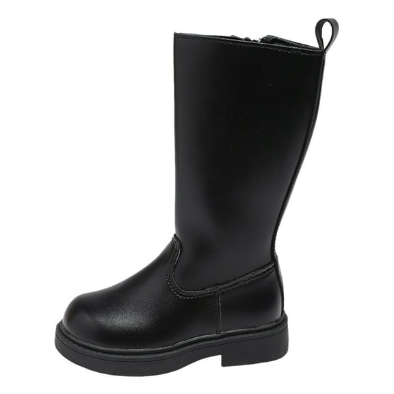 BOBOGOJP Black Boots for Girls Kids Fashion Low Heel Side Zipper Tall Riding Boots for Toddler Little Kid Big Kid Black for Size 12.5