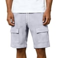 thumbnail image 6 of BiZtdJrK Men Solid Work Shorts Waffle Knit Drawstring Elastic Waisted Cargo Shorts Comfy Casual Summer Short Trousers with Multi Pockets Gray XL, 6 of 7