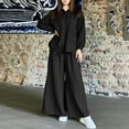 thumbnail image 6 of 2 Piece Outfits for Women Oversized Linen Lounge Sets Long Sleeve Button Down Shirts Pants Sets Baggy Matching Sets, S, 6 of 6