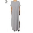thumbnail image 2 of Luxtrada Women's PLUS Viscose Jersey V-Neck Short Sleeve Relaxed T-Shirt Slit Long Maxi Dress, 2 of 7