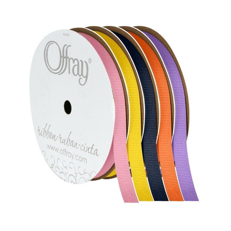 Offray Ribbon, Pink 3/8 inch Grosgrain Polyester Ribbon, 18 feet