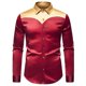 thumbnail image 2 of Blusa y camisa de manga larga con cuello vuelto para hombre, blusa informal de moda con botones y retazos, blusa de manga larga con cuello vuelto, blusa de poliéster para hombre, 2 of 9