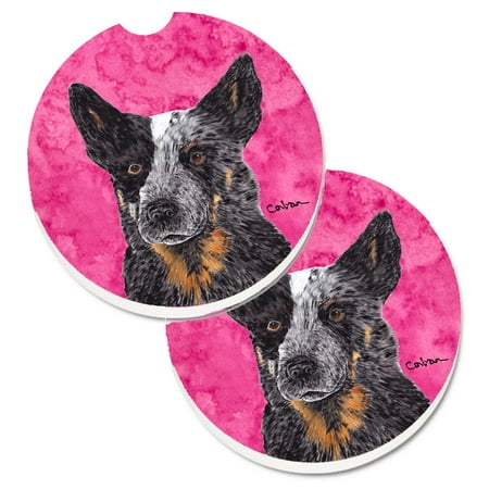 

Carolines Treasures SC9141PKCARC Pink Australian Cattle Dog Set of 2 Cup Holder Car Coasters Large multicolor