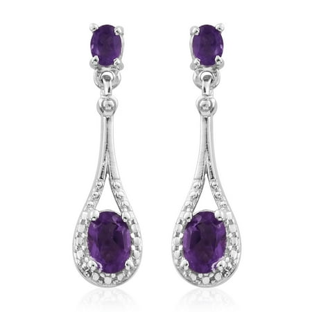 - Dangle Drop Earrings Oval Amethyst Gift Jewelry for Women Cttw 1