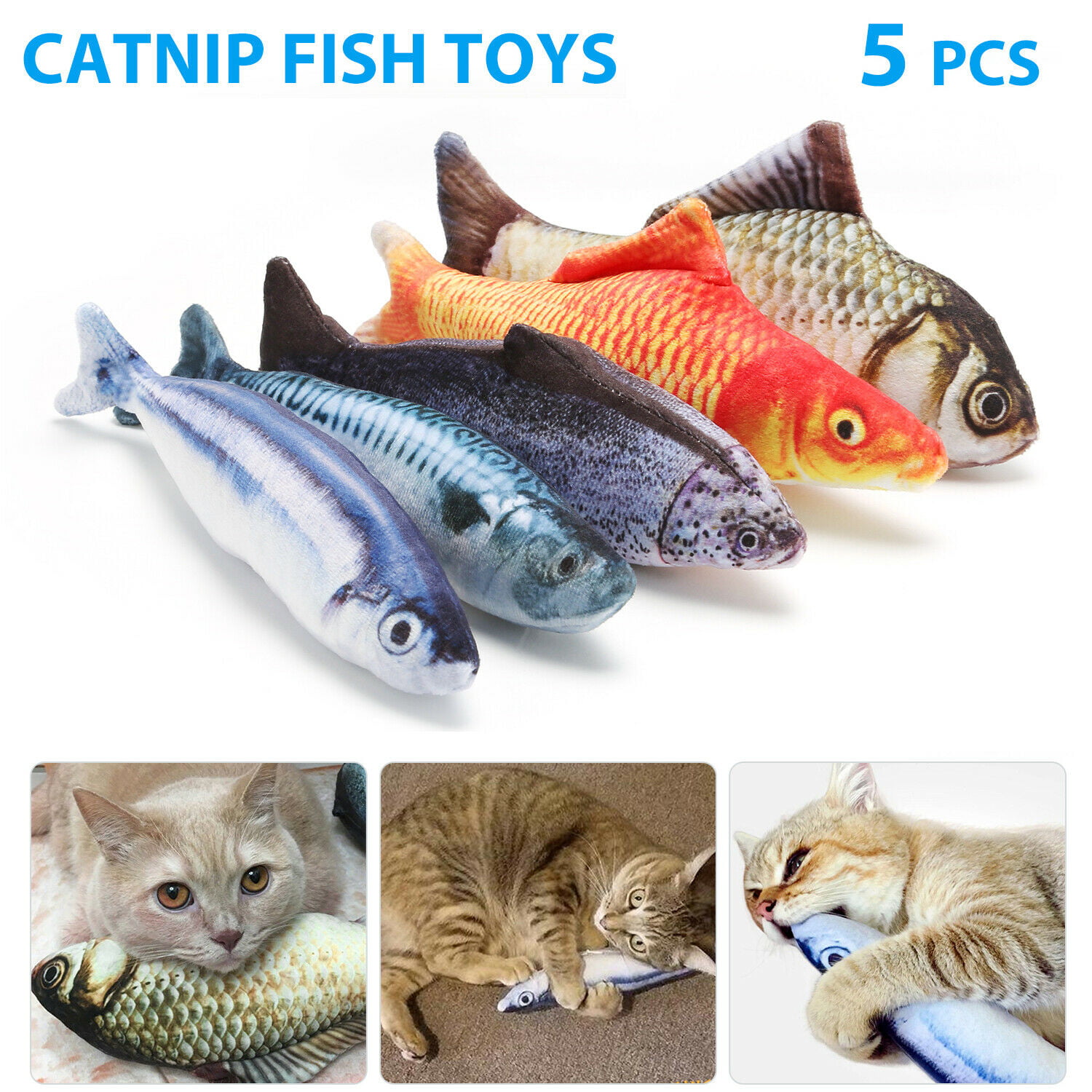 CAT Cat Kitten Stuffed Fish Toy Plush Chewing Toy Funny Interactive Play Kicker 20cm 