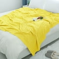 thumbnail image 6 of Soft Warm 100% Cotton Cable Knitted Throw For Couch Throw Blanket ,Yellow,47 x 70 Inch, 6 of 7