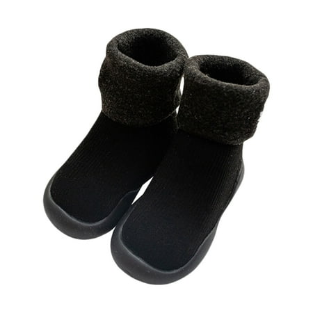 

Baby Girl Boy Boots Knitting Velvet Long Tube Embroidery Winter Shoes