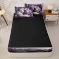 thumbnail image 4 of Manfei Dreamy Flower Lady Zipper Full Size Comforter Sets with Fitted Sheet and 2 Pillowcases,White Wolf Zipper Bedding Set,Black Reversible,4pcs, 4 of 8