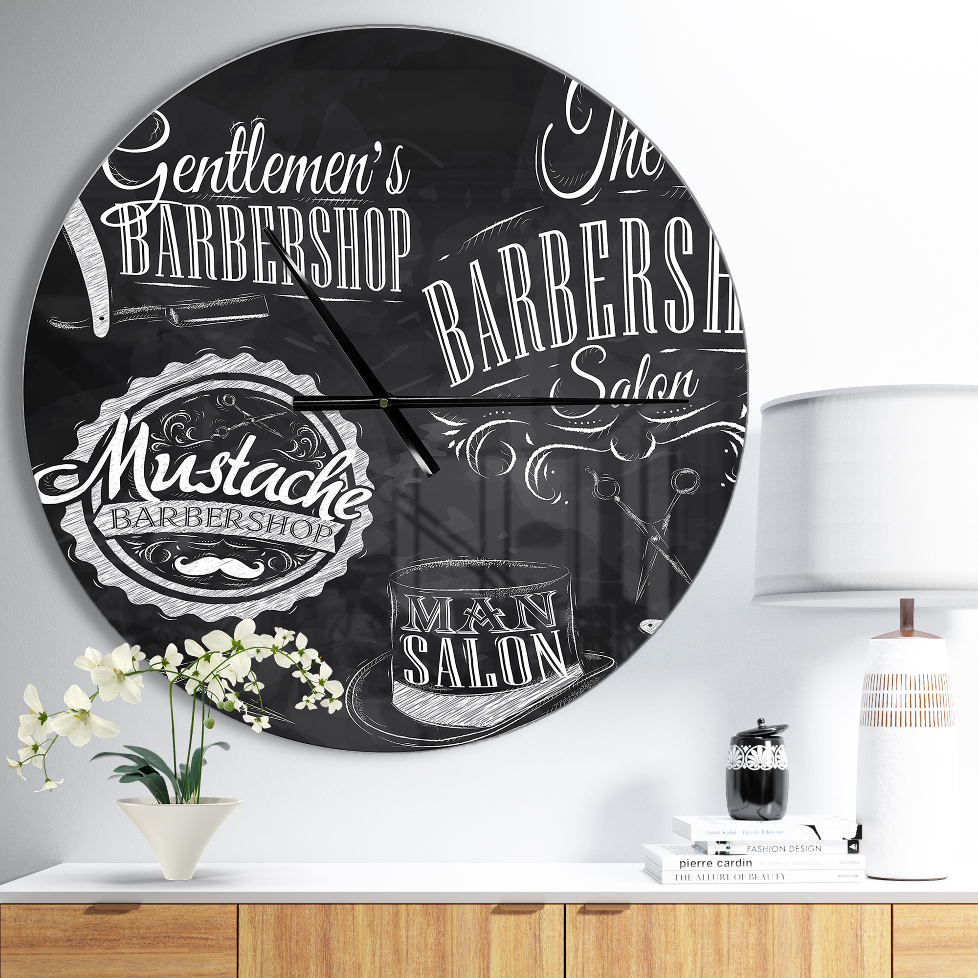 Designart 'Set Barbershop ' Modern wall clock